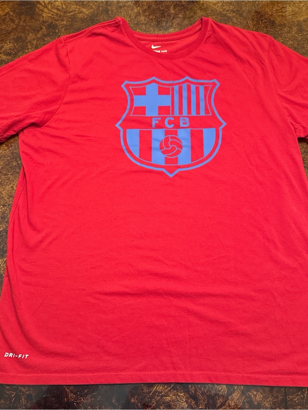 Nike Red Short Sleeve FC Barcelona Crest Tee